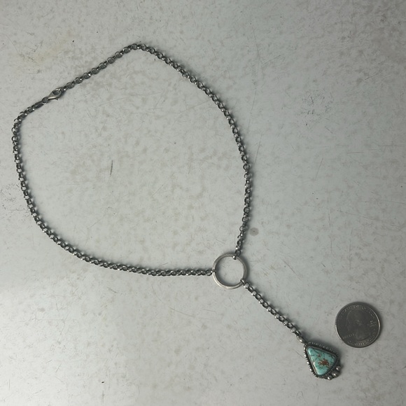 Chatfields Turquoise Sterling Native American Western Cowboy Lariat Necklace - Picture 7 of 8